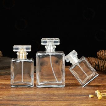 Transparent Square Glass Perfume Bottle 20ml 30ml 50ml 100ml