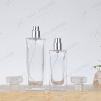 Transparent Square Glass Perfume Bottle with crystle surlyn parfum lid 20ml 30ml 50ml 100ml