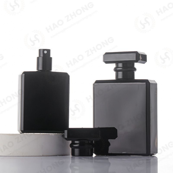 Black Frosted Square Glass Perfume Bottle