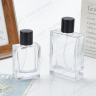 Transparent Square Glass Perfume Bottle Round Cap