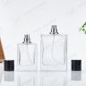 Transparent Square Glass Perfume Bottle Round Cap