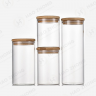 Multi-size Square Glass Jar with Wooden Lid for tea coffee food