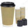 Disposable Corrugated Paper Cups with LIDS for Heat Protection