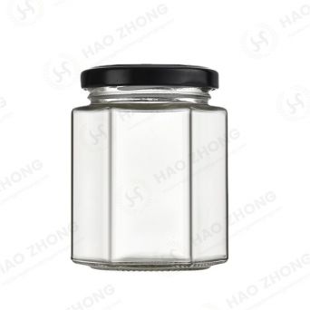 Tough Hexagonal Sealed Glass Jars for Honey Jam Liquid Food