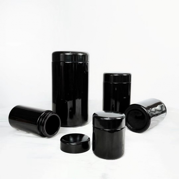 Cannabis UV Violet Glass Jars with Child-resistant screw cap