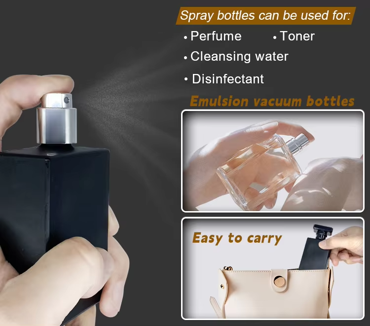 Black Frosted Square Glass Perfume Bottle