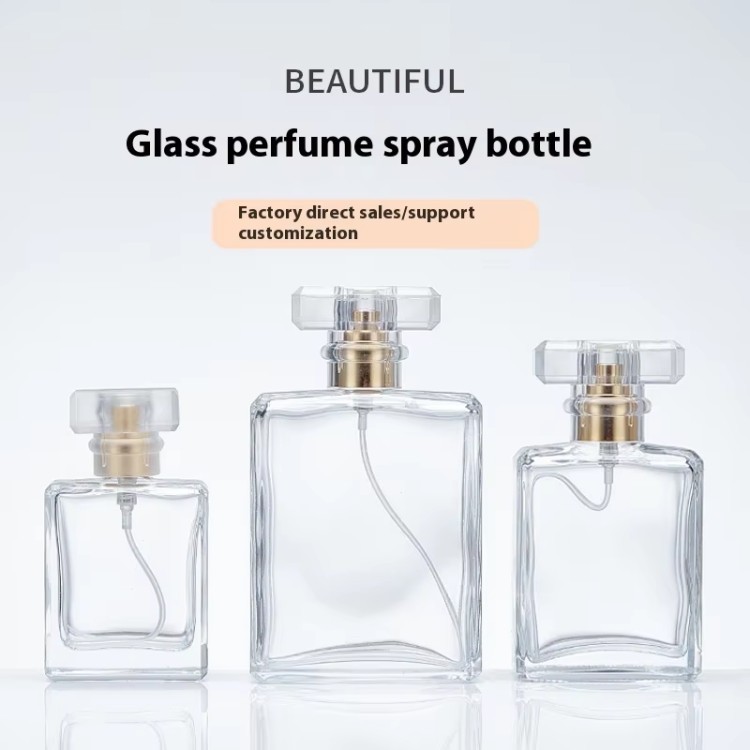 Transparent Square Glass Perfume Bottle