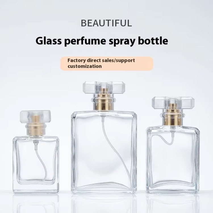 Transparent Square Glass Perfume Bottle