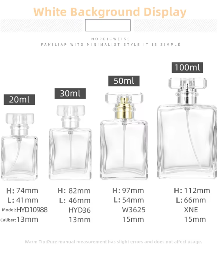 Transparent Square Glass Perfume Bottle