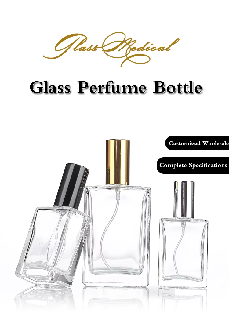 Transparent Square Glass Perfume Bottle