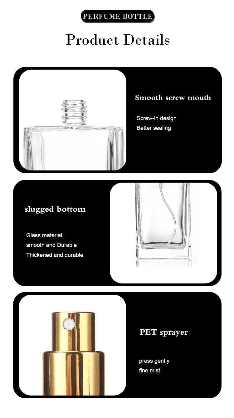 Transparent Square Glass Perfume Bottle