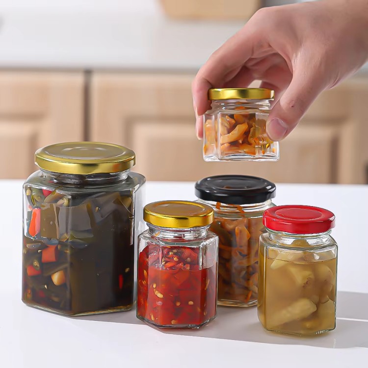 Square, Hexagonal Sealed Jars