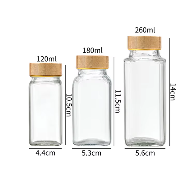 Wooden Lid Square Seasoning Bottle