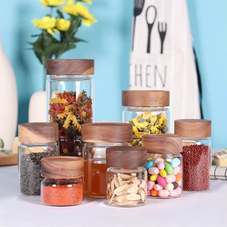 Wooden Lid Square Seasoning Bottle