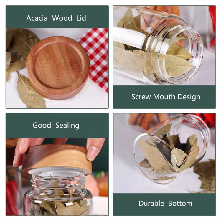 Wooden Lid Square Seasoning Bottle