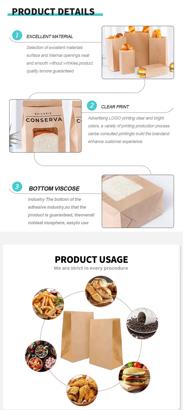 Oil-Proof Bread and Toast Storage Paper Bags