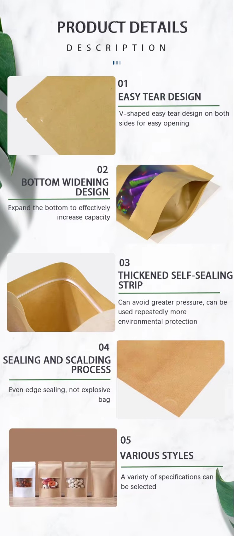 Window-Opening Kraft Paper Zipper Bag