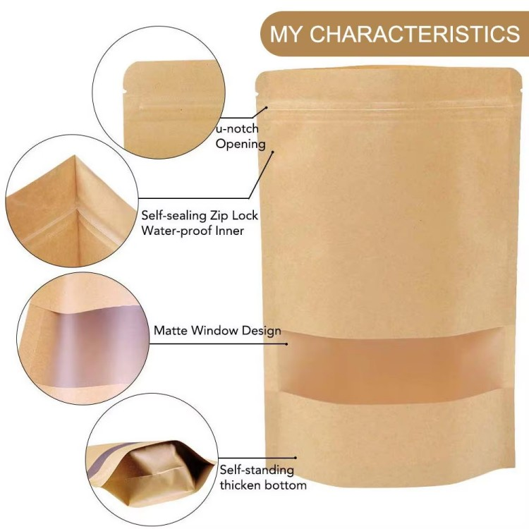 Window-Opening Kraft Paper Zipper Bag