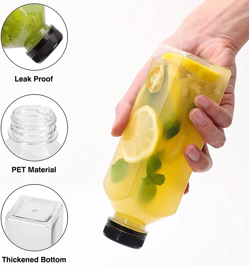 Square beverage juice bottle