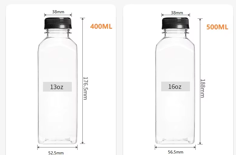 Square beverage juice bottle