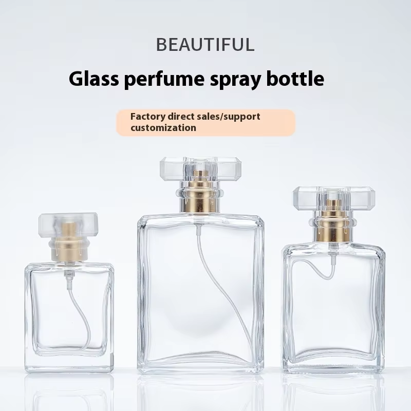 Transparent Square Glass Perfume Bottle