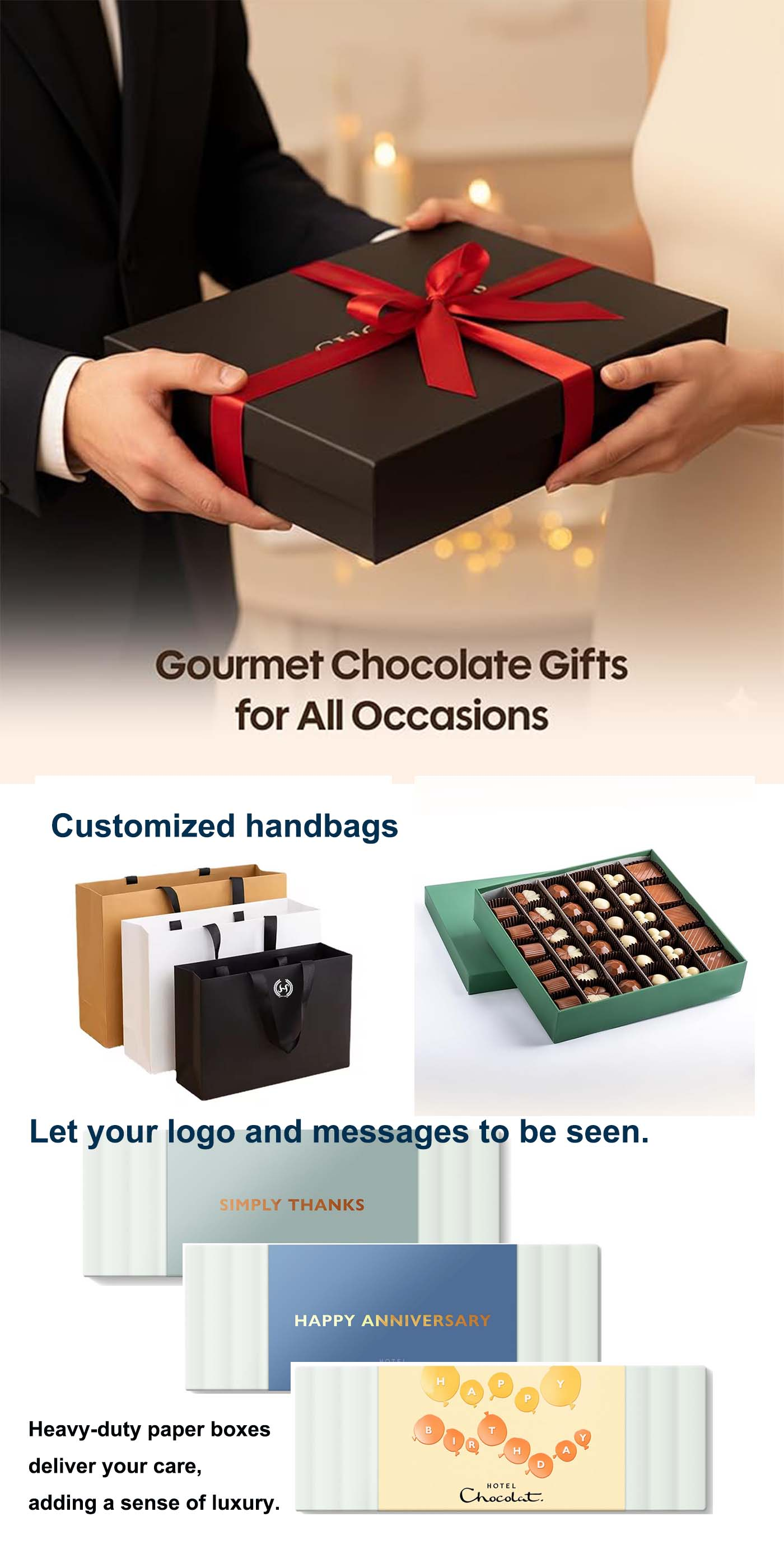 Luxury Chocolate Gift Box for Christmas Holidays customization available