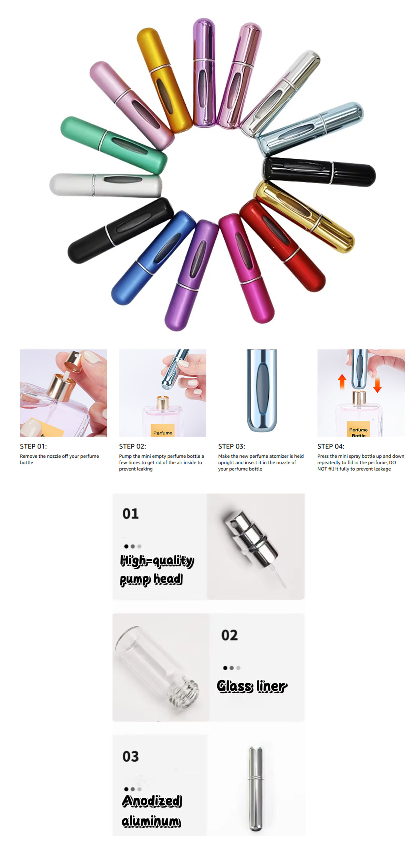 Mini Bottom-Fill Perfume Bottle On-the-Go Fragrance Essential