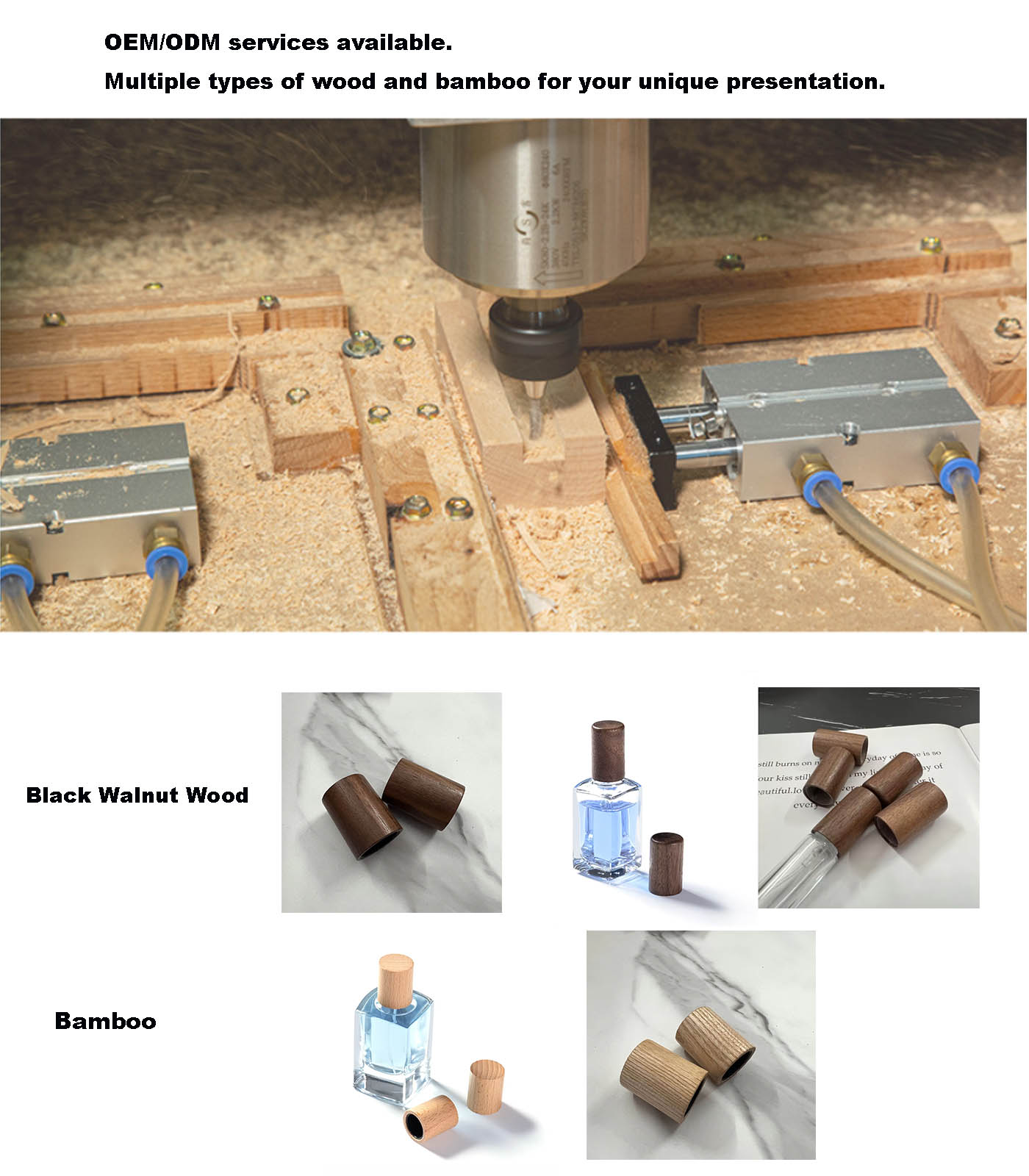 Handcraft Custom Wooden Bamboo Perfume Caps Eco-friendly