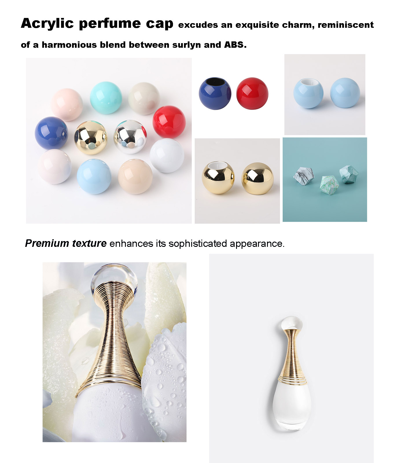 Arcylic Bottle Caps wholesale customizations available