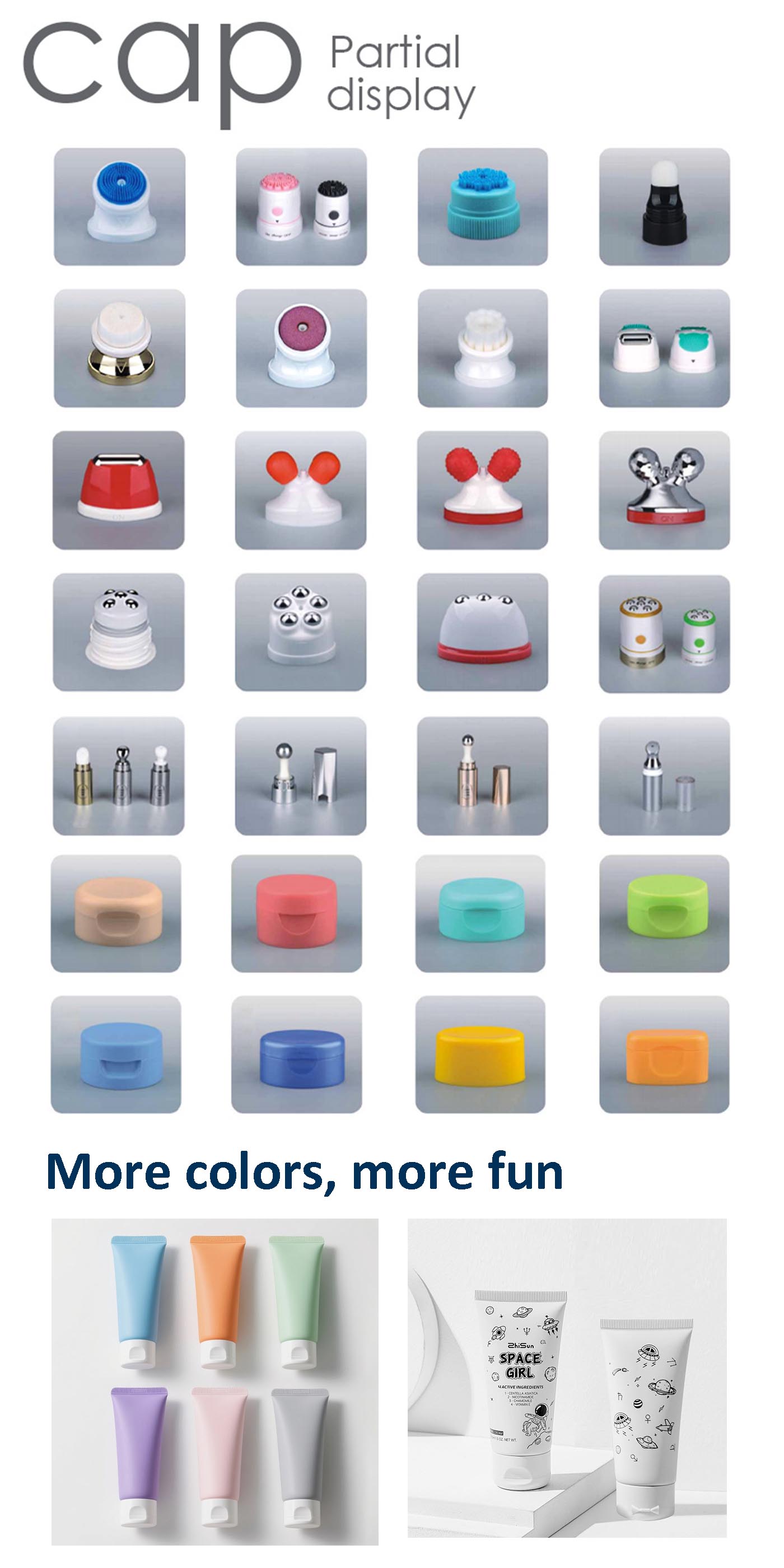 5ml-120ml Soft plastic cosmetic tube with multiple cap options