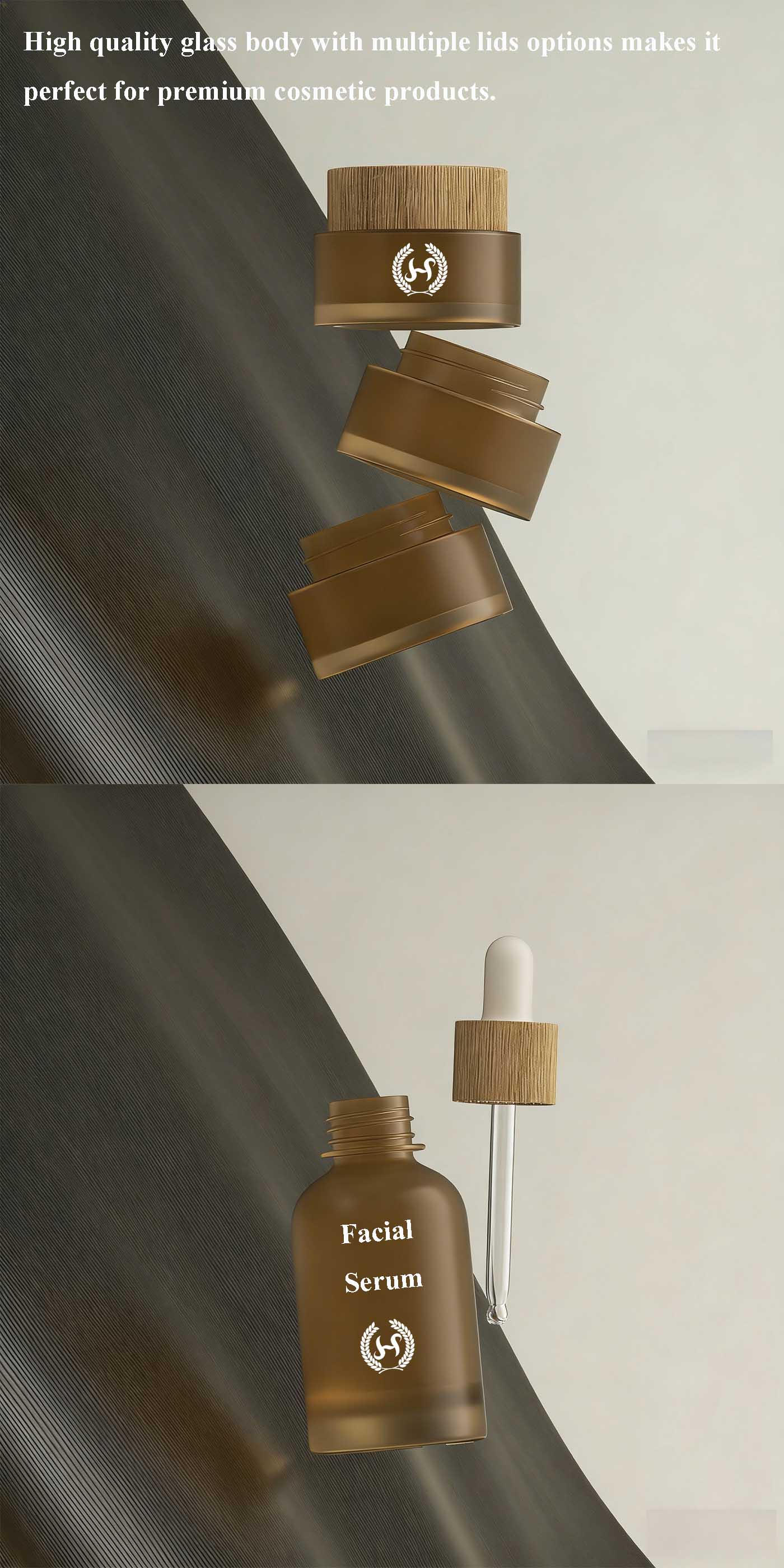 Custom Skincare Cosmetic Packaging Jars and Bottles Set with Pump Spray Lids