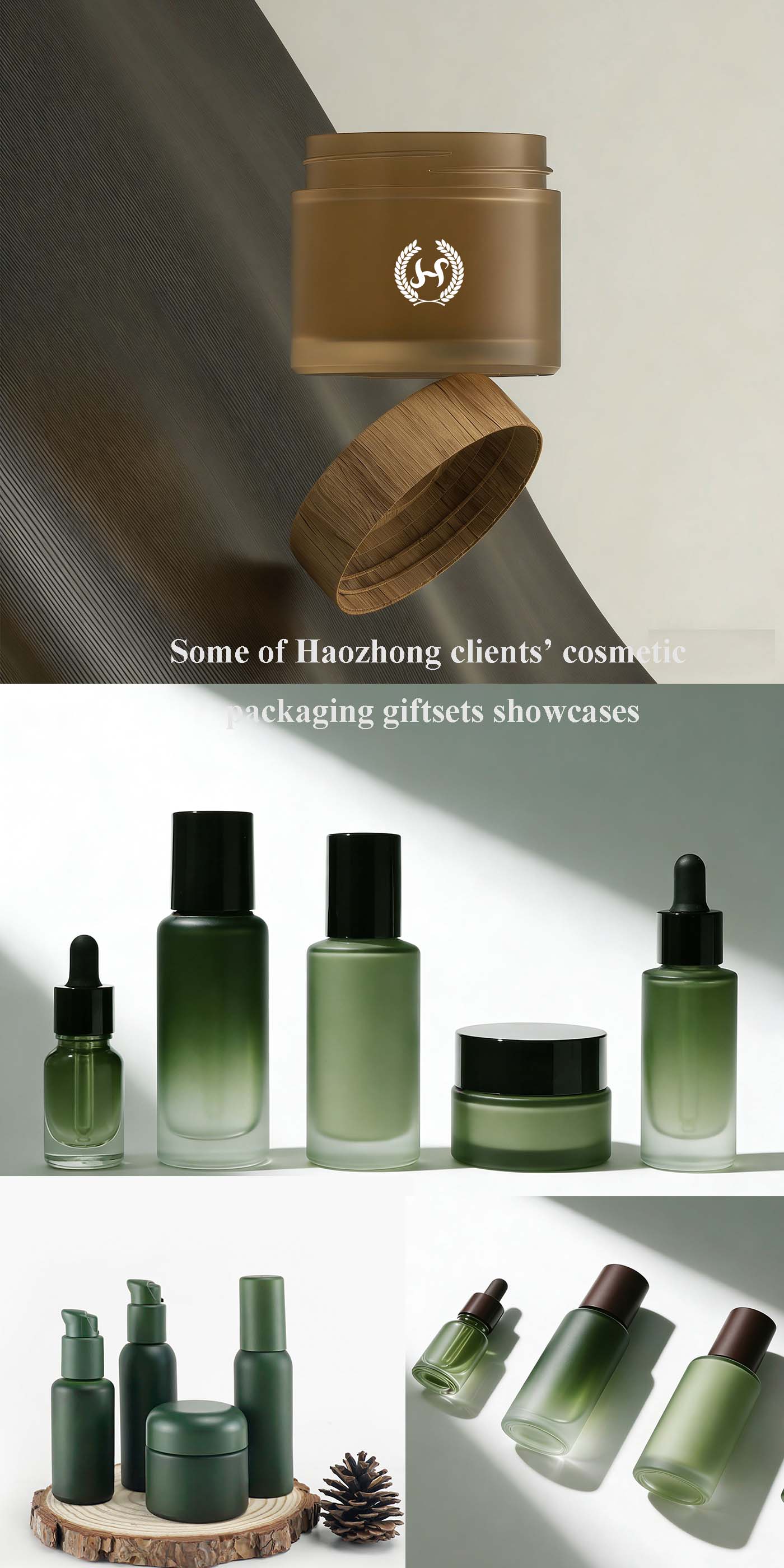 Custom Skincare Cosmetic Packaging Jars and Bottles Set with Pump Spray Lids