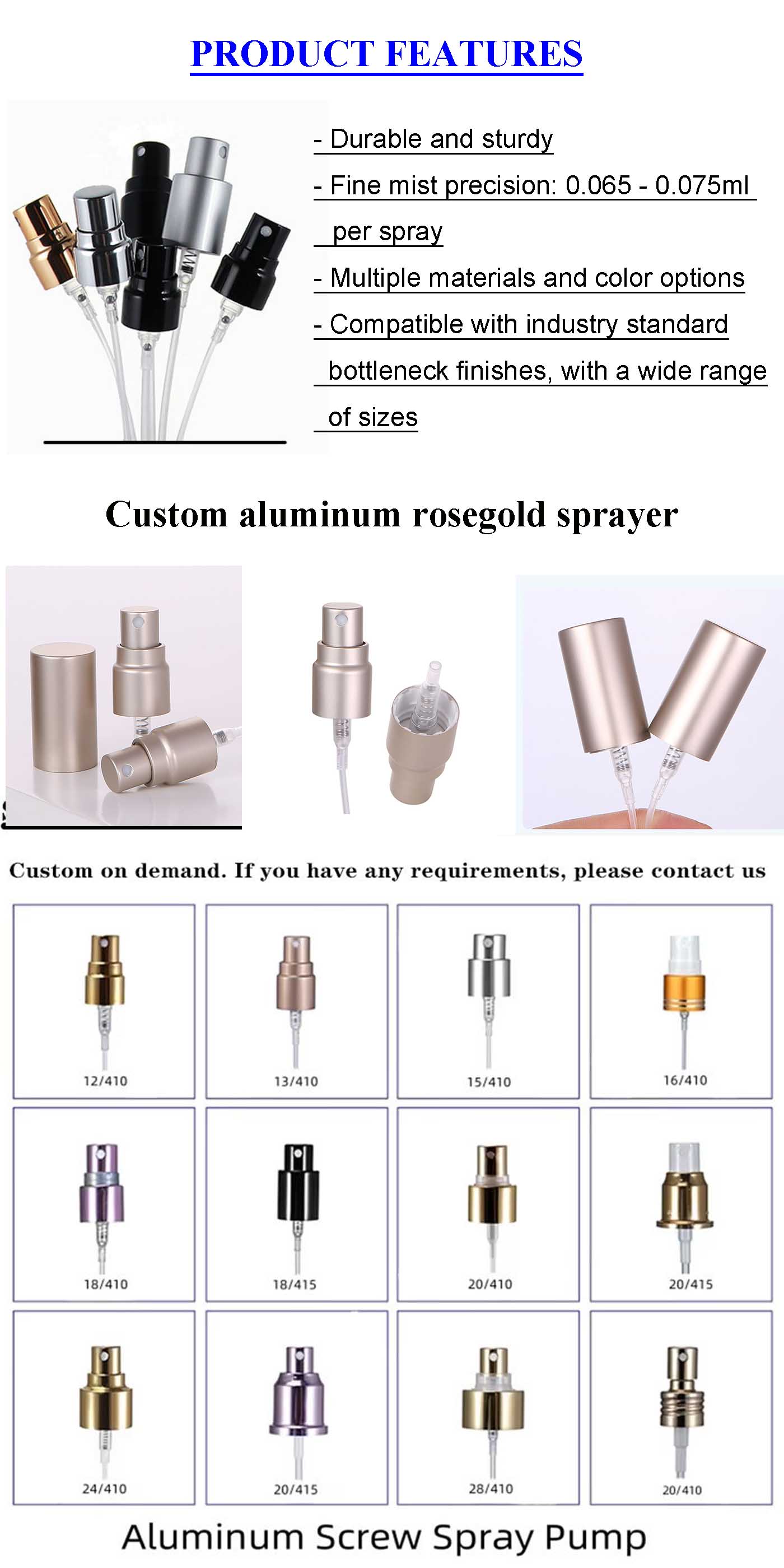 Perfume Atomizer Fine Mist Pump Sprayer Leakage-proof Design