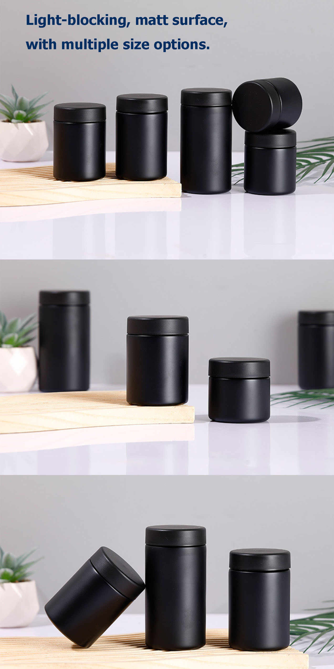 UV Violet Glass Jars with Child-resistant screw cap Black Glass Jar fit for cannabis food and cosmetics