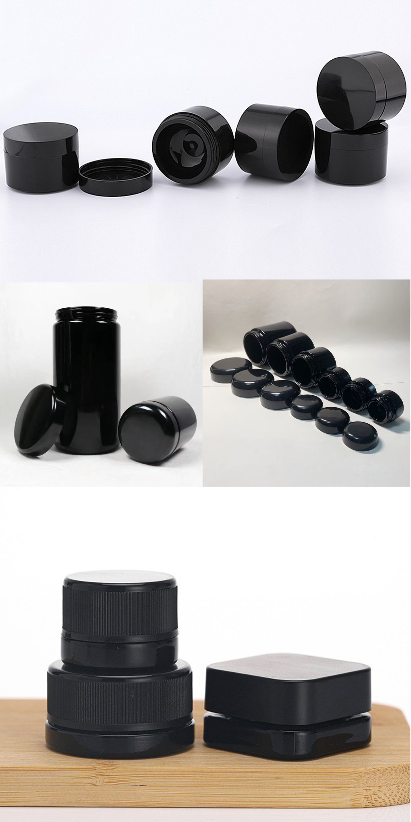 UV Violet Glass Jars with Child-resistant screw cap Black Glass Jar fit for cannabis food and cosmetics