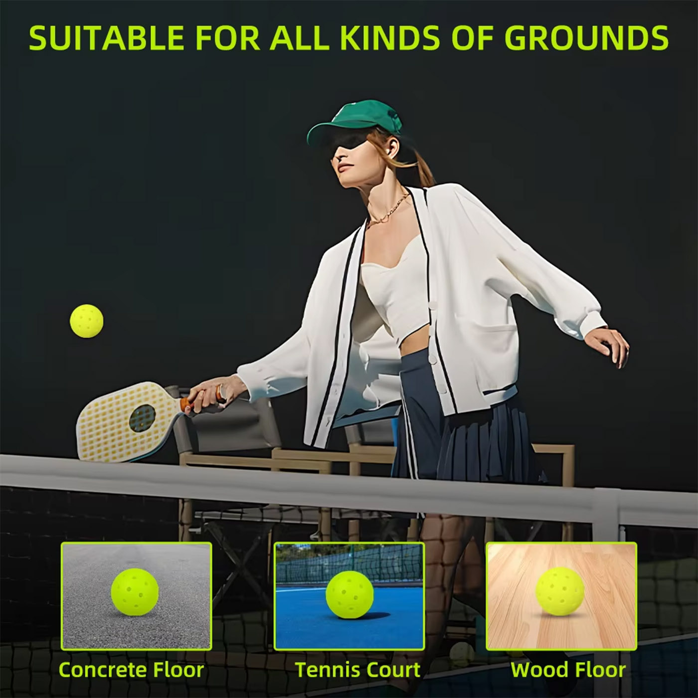 48-Hole Pickleball made with premium PE for better training performance