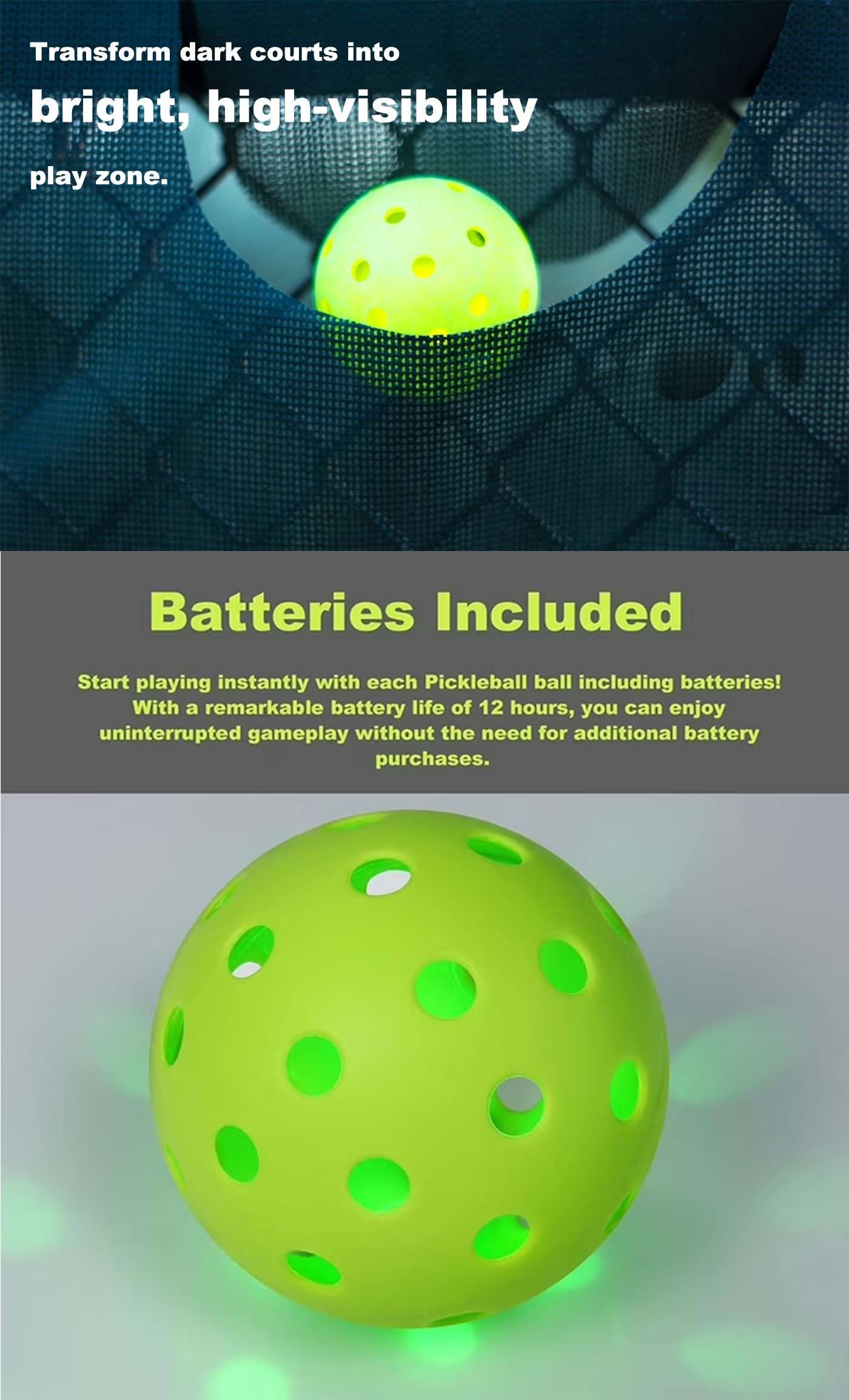 Premium LED GLow Pickleball for night play